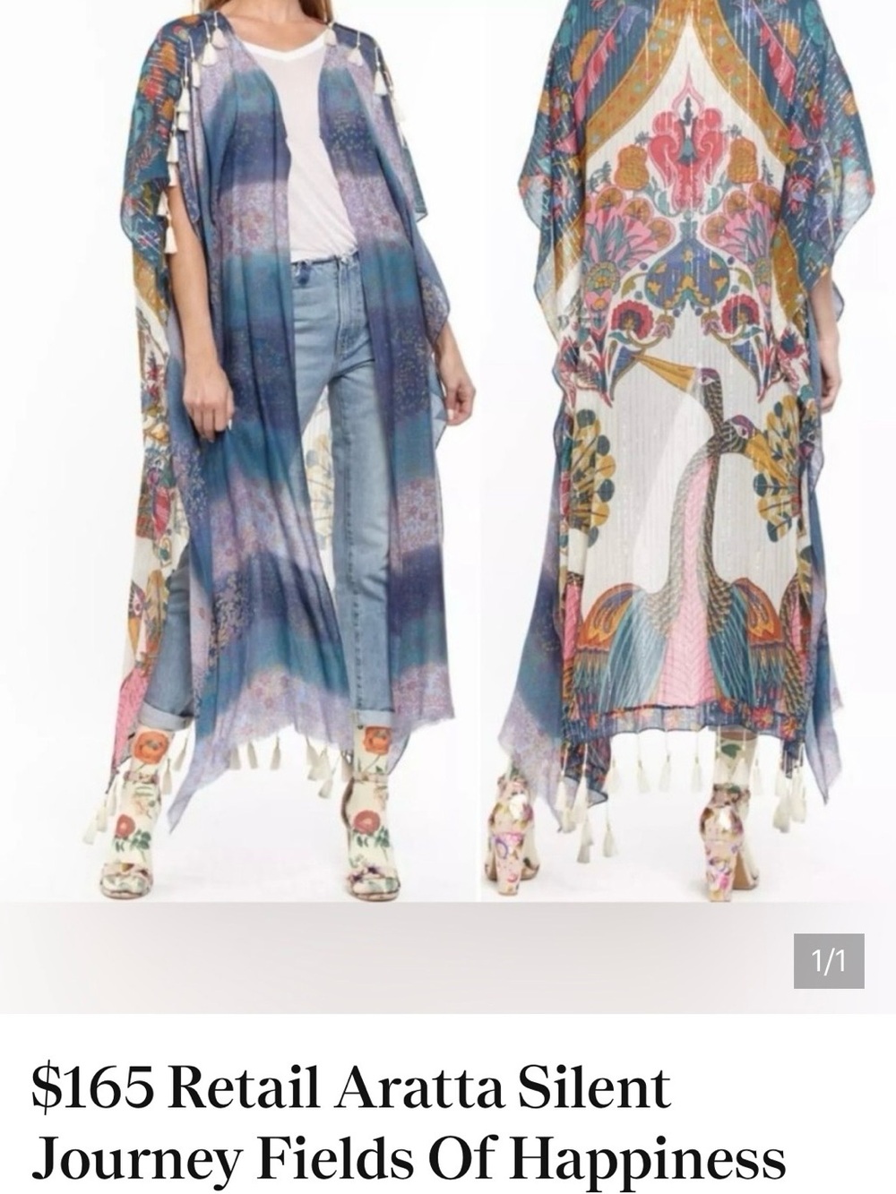 Aratta multicolor bohemian kimono with tassels